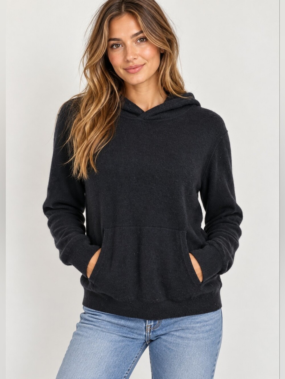 Banana Republic 100% Cashmere Black Hooded Sweater